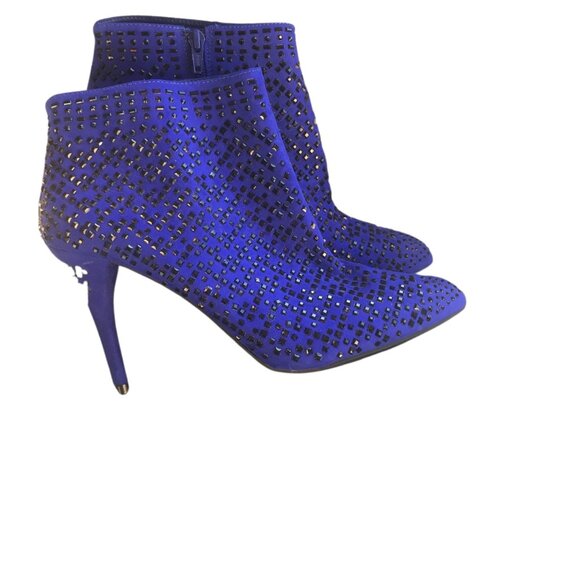 Gianni Bini Electric Blue Ankle Boots with Black Studs Sz 10M - Picture 3 of 6